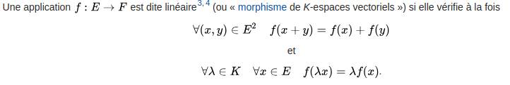 Définition d'une application linéaire
