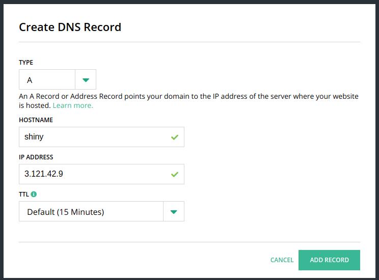 Créer une entrée DNS sur Hover